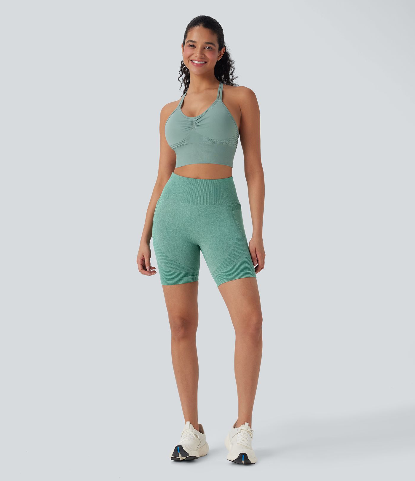 OneForm Seamless Flow High Waisted Yoga Biker Shorts 7'' with Pockets