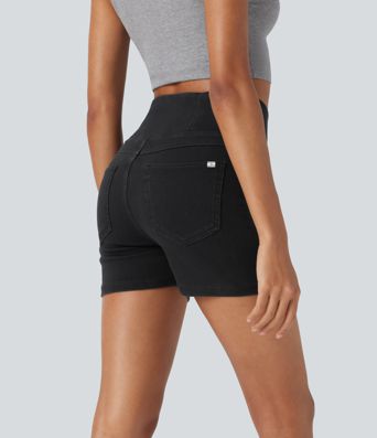 Halara Flex™ High Waisted Crossover Pocket Denim Casual Shorts 3"