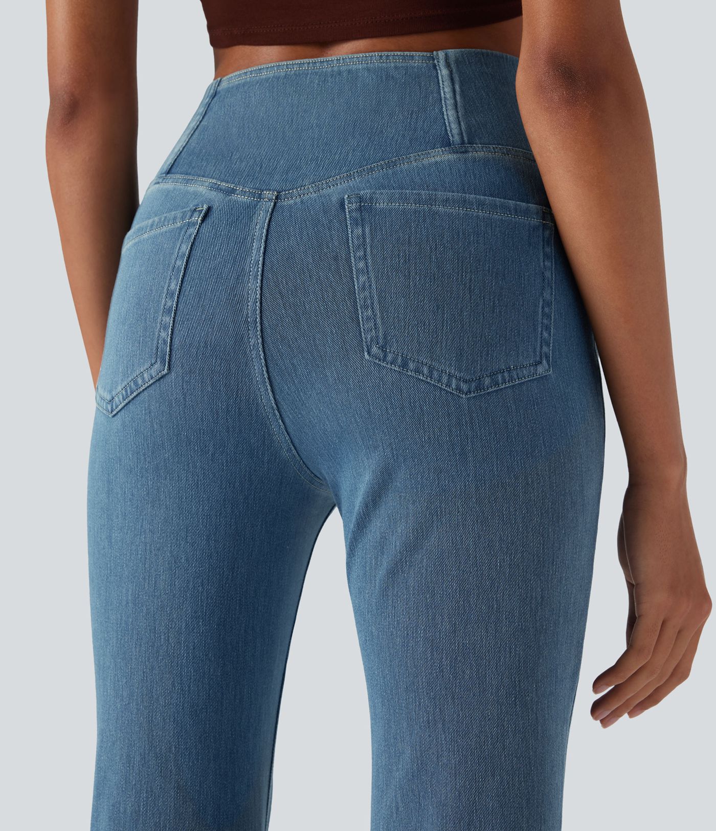 Halara Flex™ High Waist Crossover Tasche Gewaschene Lässige Jeans
