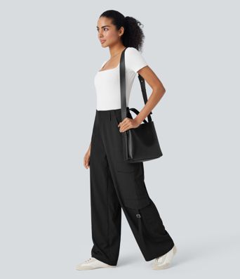 High Waisted Travel Cargo Pants with Pockets
