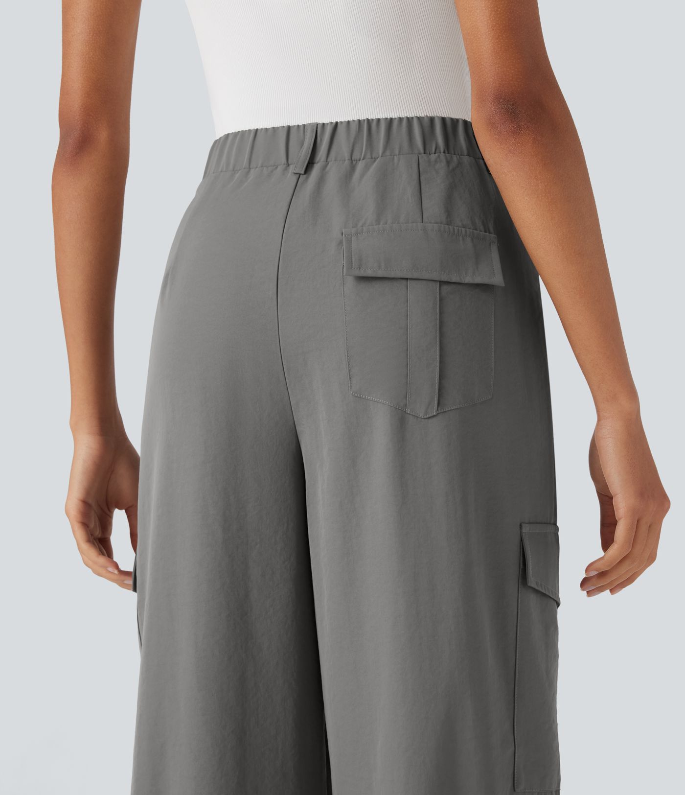 High Waisted Travel Cargo Trousers with Multiple Pockets