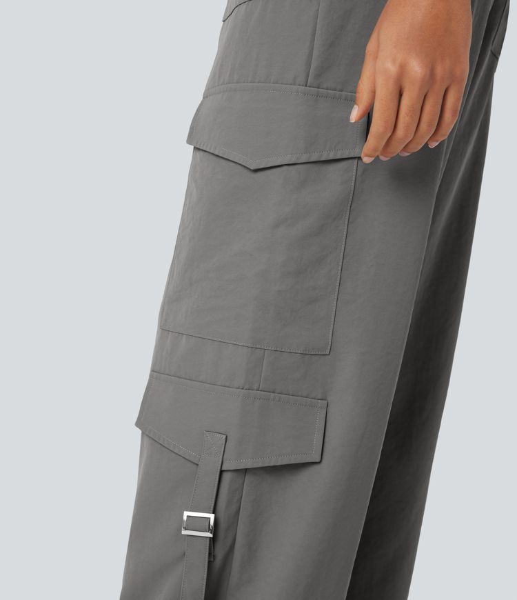 Pantalon cargo de voyage taille haute avec poches multiples