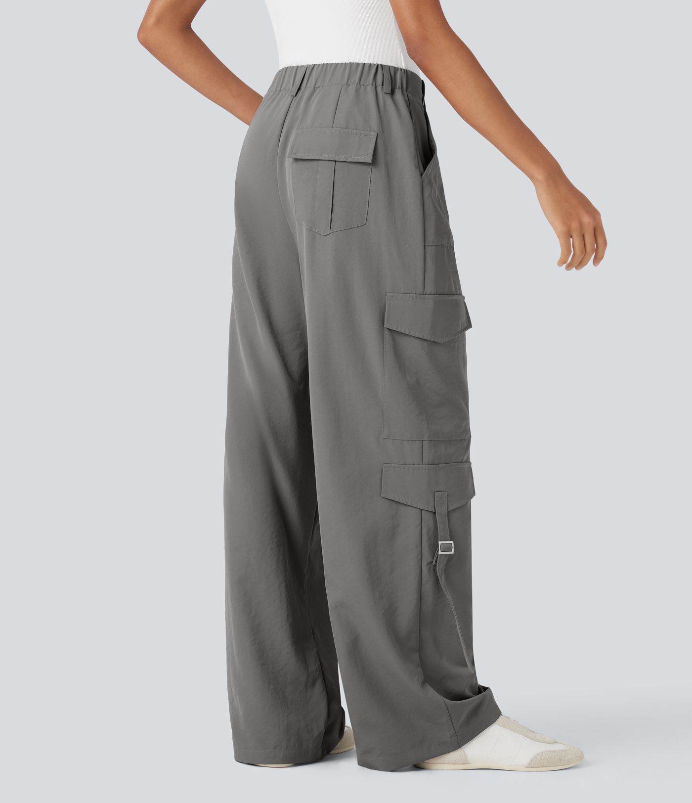 High Waisted Travel Cargo Trousers with Multiple Pockets
