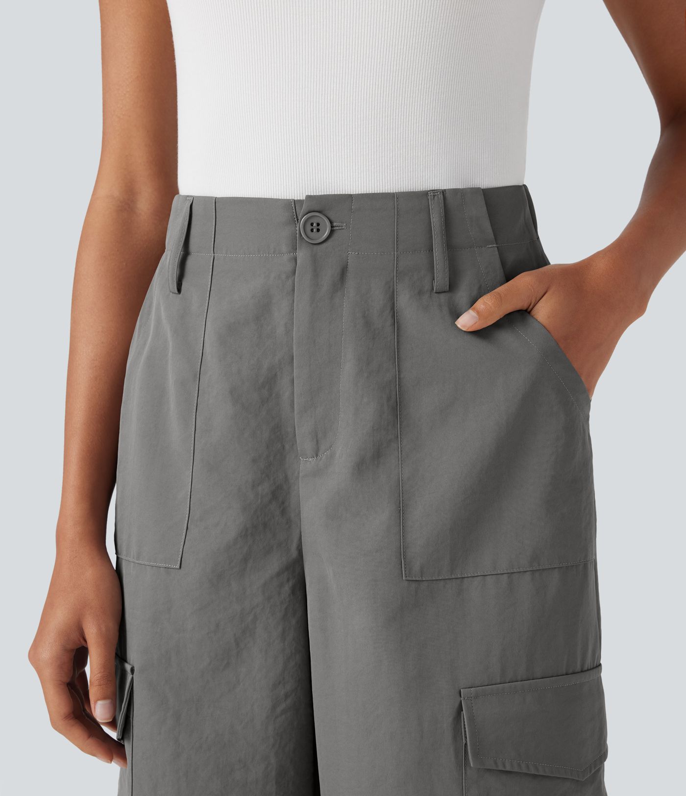 High Waisted Travel Cargo Trousers with Multiple Pockets