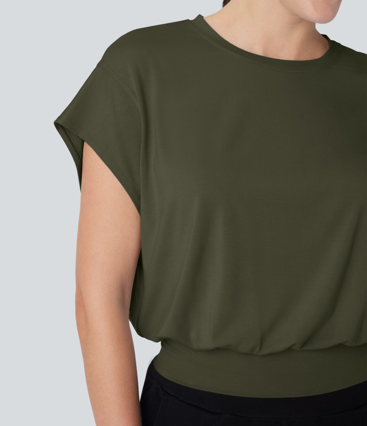 Round Neck Short Batwing Sleeve Women Oversized Work T-Shirt