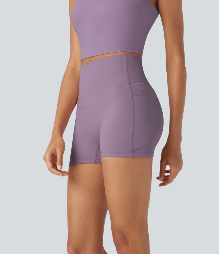 Shorts de yoga Halara UltraSculpt™ Refrescante moldeador de secado rápido con tiro alto reductor de abdomen de 7.5 cm y con bolsillos - UPF 50+