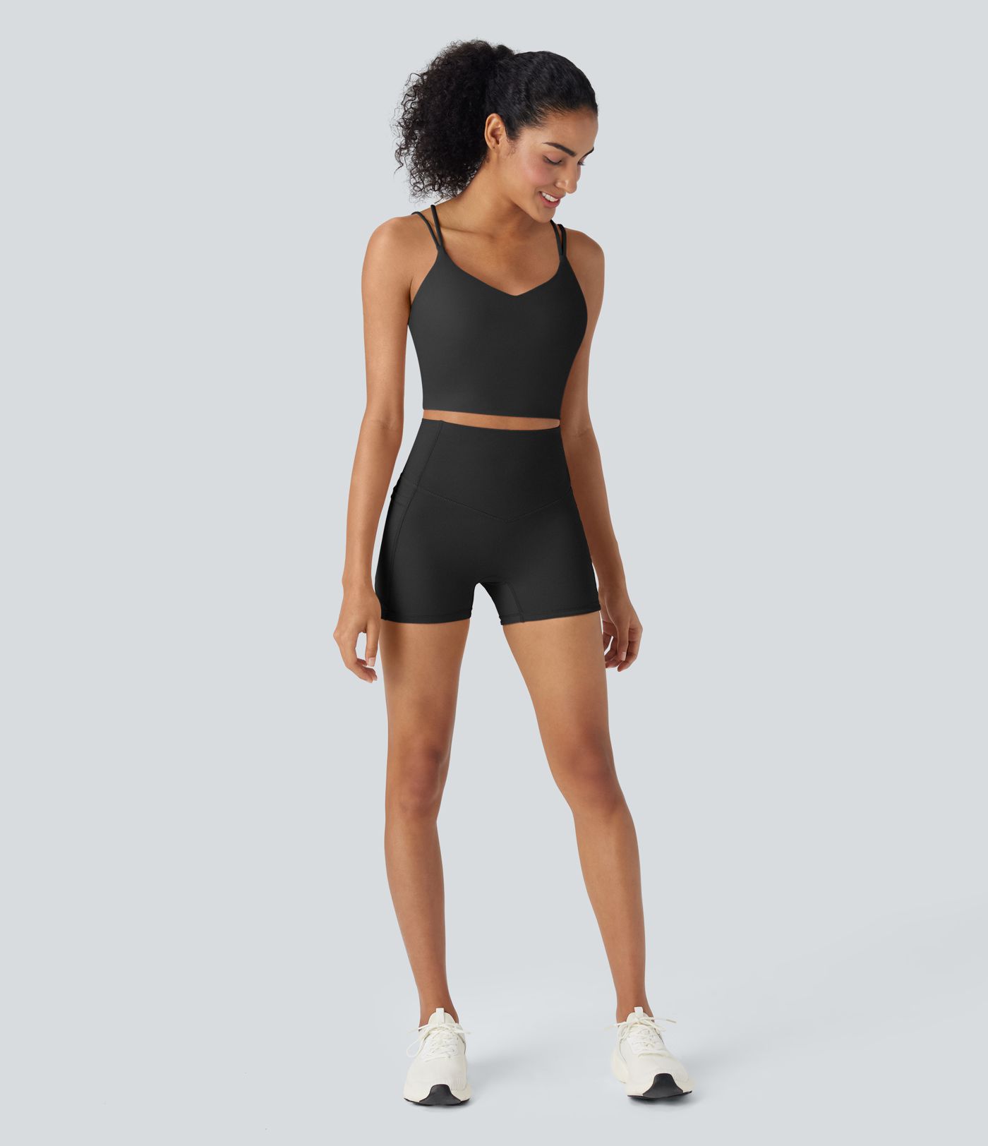 Halara UltraSculpt™ Cool Quick Dry High Waisted Tummy Control Shaping Yoga Biker Shorts 3'' with Pockets-UPF50+