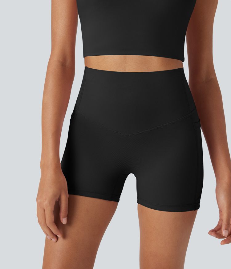 Halara UltraSculpt™ Cool Quick Dry High Waisted Tummy Control Shaping Yoga Biker Shorts 3'' with Pockets-UPF50+
