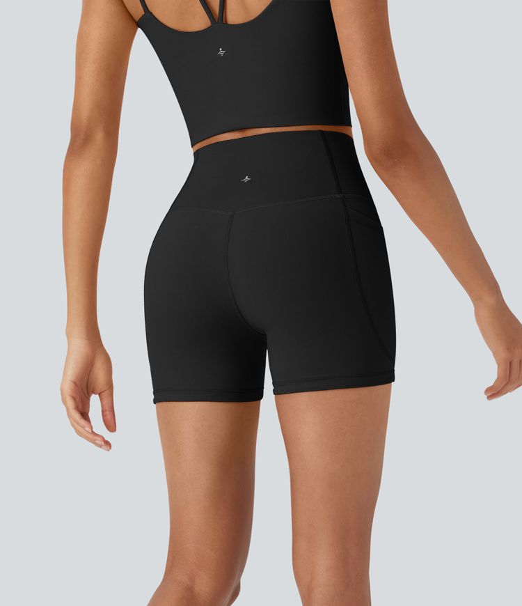 Halara UltraSculpt™ Cool Quick Dry SoCinched High Waisted Tummy Control Shaping Yoga Biker Shorts 3'' with Pockets-UPF50+