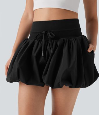 High Waisted Drawstring Casual Bubble Shorts with Pockets High Waisted Drawstring Casual Bubble Shorts with Pockets