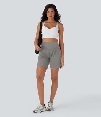 SoftlyZero™ Airy Super High Waisted 2-in-1 Cool Touch Yoga Shorts 7" with Pockets