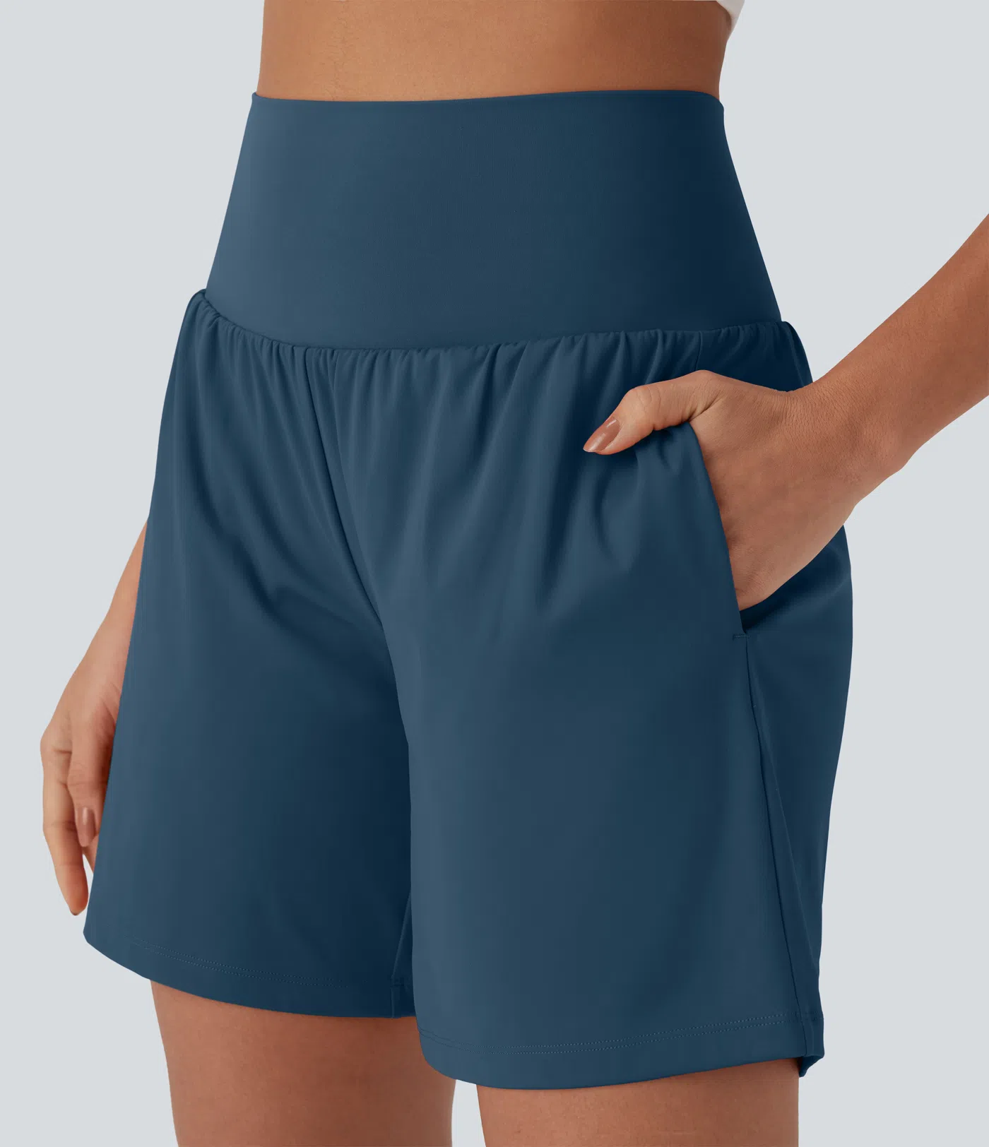 SoftlyZero&trade; Airy Super High Waisted 2-in-1 Cool Touch Yoga Shorts 7" with Pockets