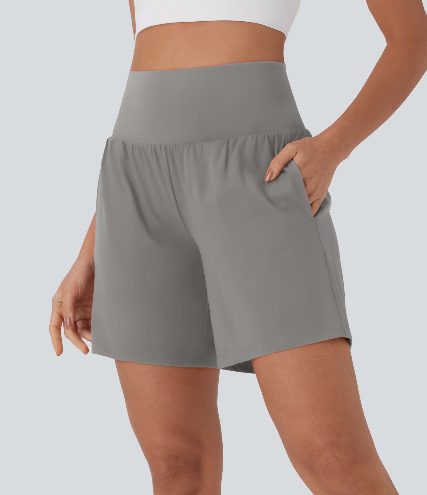 SoftlyZero™ Airy Super High Waisted 2-in-1 Cool Touch Yoga Shorts 7" with Pockets