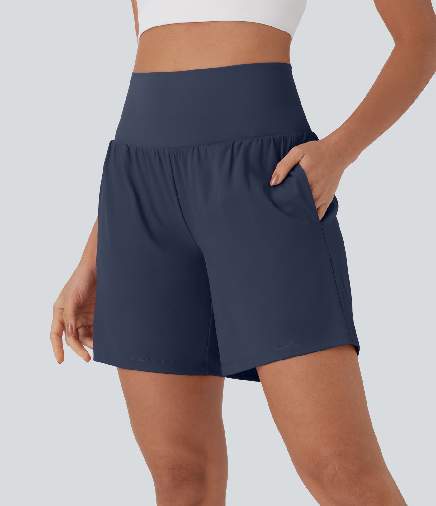 Softlyzero™ Airy Super High Waisted 2-in-1 Cool Touch Women Yoga Gym Shorts 7" with Pockets