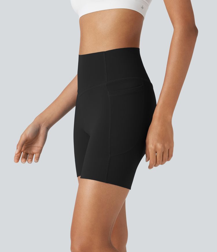 SpeedWave™ SoCinched High Waisted Antislip Tummy Control Quick Dry Cycling Chamois Padded Biker Shorts 5'' with Pockets