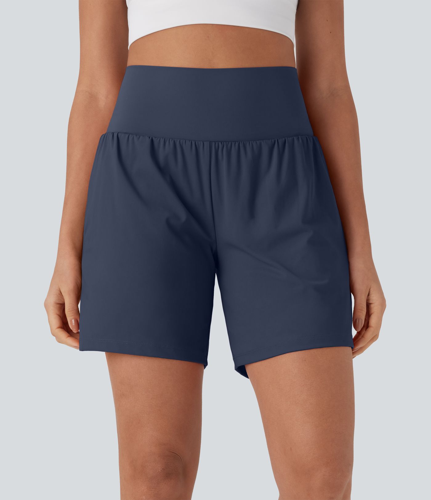 Softlyzero™ Airy Super High Waisted 2-in-1 Cool Touch Women Yoga Gym Shorts 7" with Pockets