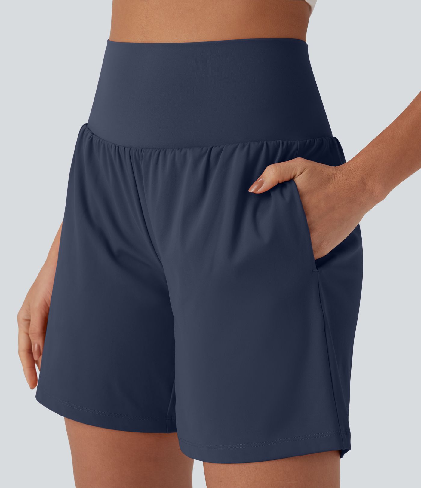 Softlyzero™ Airy Super High Waisted 2-in-1 Cool Touch Women Yoga Gym Shorts 7" with Pockets