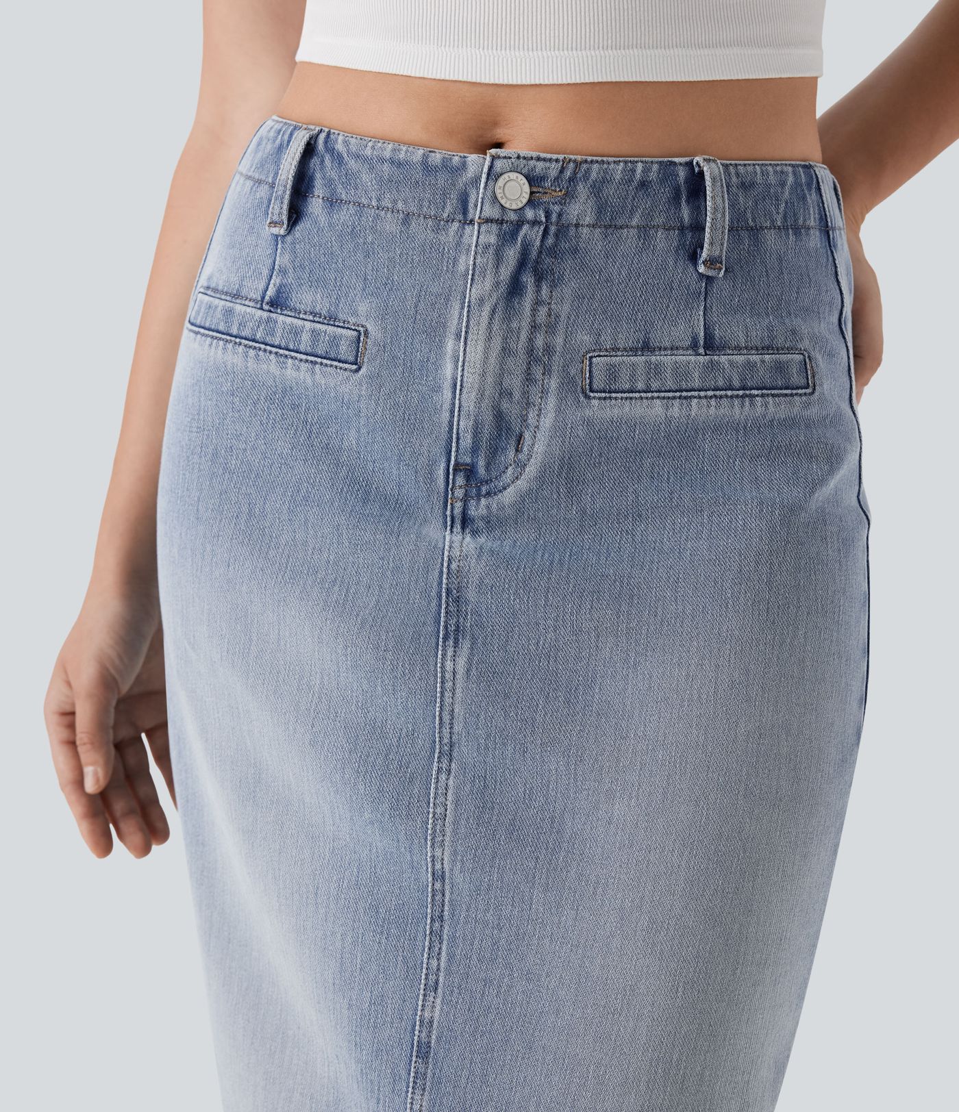 Falda Halara Flex™ Denim vaquera recta elástico lavado abertura espalda tiro medio bolsillo