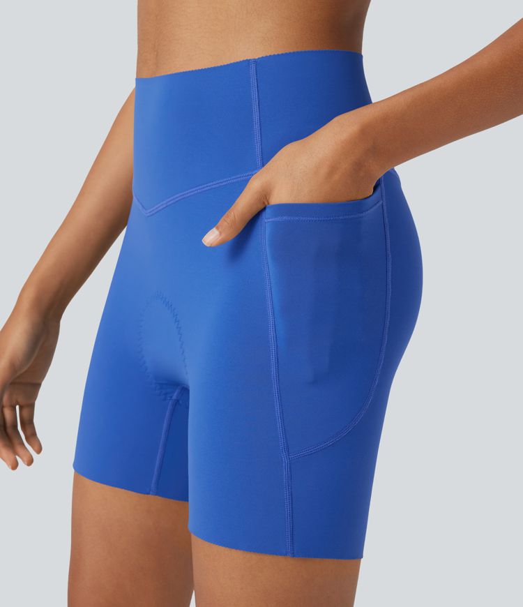 SpeedWave™ - Gepolsterte Radler-Shorts mit hohem Bund, Seitentaschen und Bauchkontrolle - rutschfest, schnelltrocknend, 12,7 cm