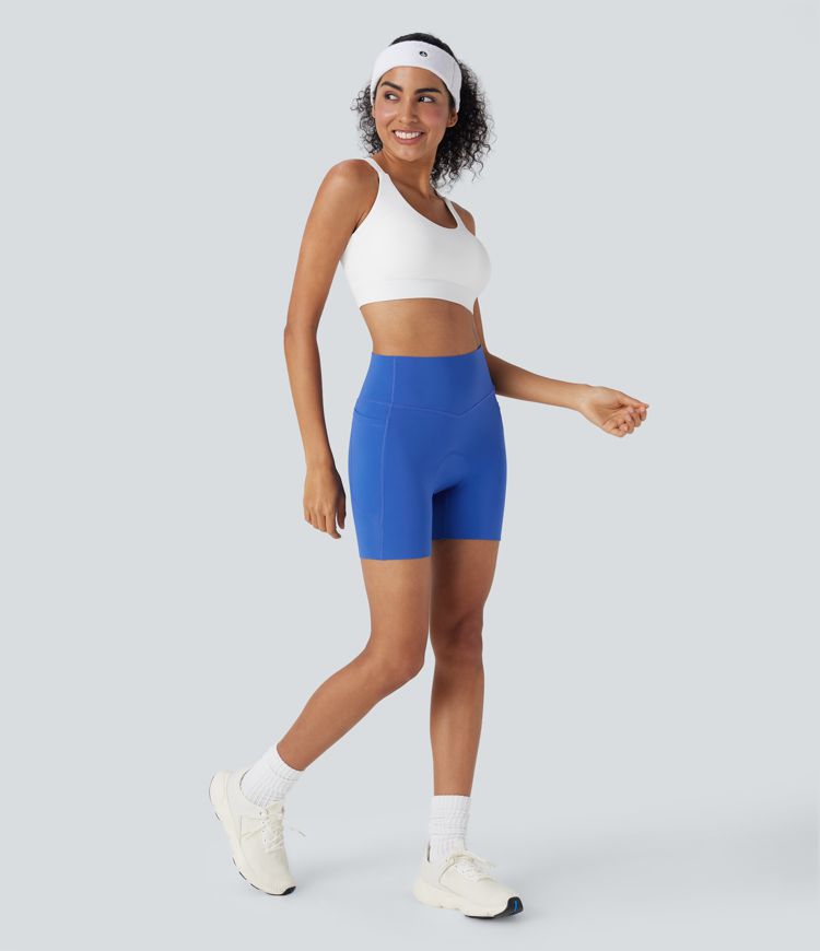 SpeedWave™ - Gepolsterte Radler-Shorts mit hohem Bund, Seitentaschen und Bauchkontrolle - rutschfest, schnelltrocknend, 12,7 cm