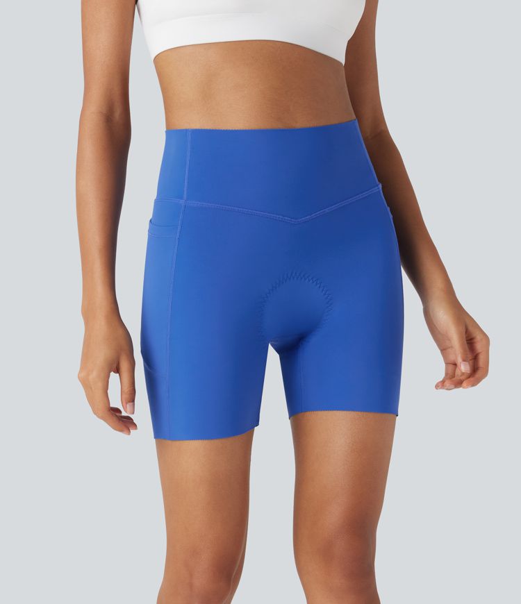 SpeedWave™ - Gepolsterte Radler-Shorts mit hohem Bund, Seitentaschen und Bauchkontrolle - rutschfest, schnelltrocknend, 12,7 cm