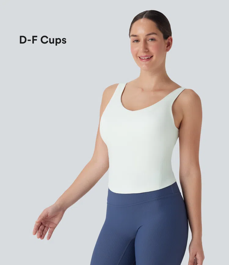 SoftlyZero™ Plush Padded V Neck Running Tank Top-D/DD/DDD/F Cups