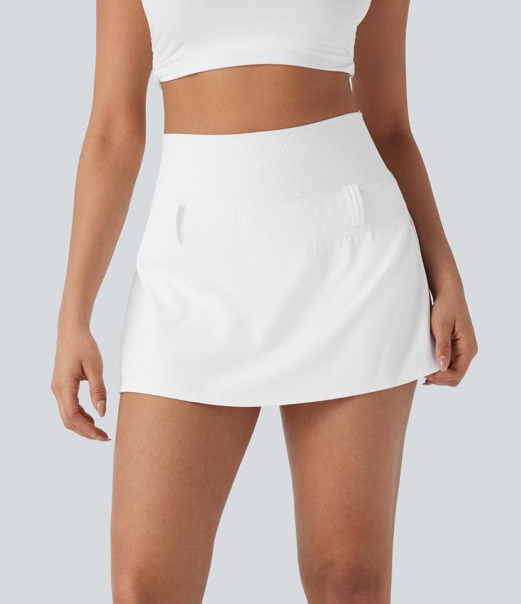 SoftlyZero™ QuickDry High Waisted Pleated Mini 2-in-1 Skirt with Pocket-Front and Back Wearable