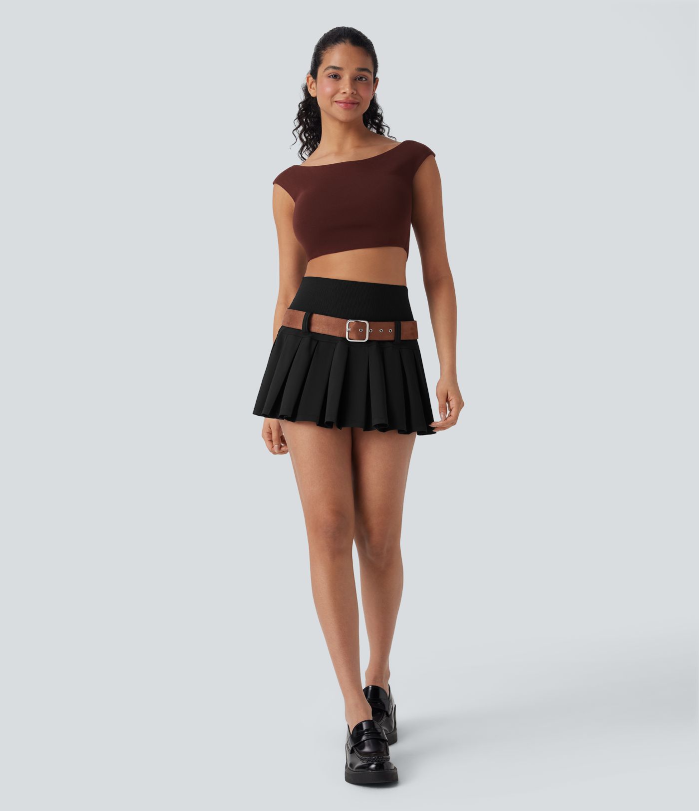 SoftlyZero™ QuickDry High Waisted Pleated Mini 2-in-1 Skirt with Pocket-Front and Back Wearable