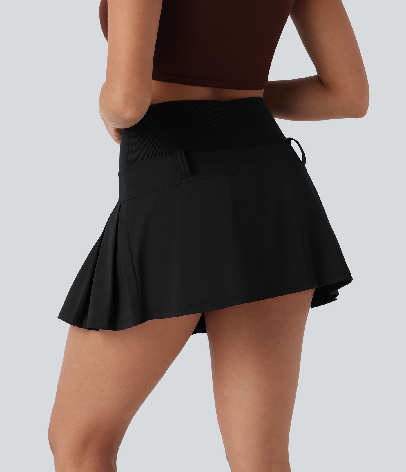 SoftlyZero™ QuickDry High Waisted Pleated Mini 2-in-1 Skirt with Pocket-Front and Back Wearable