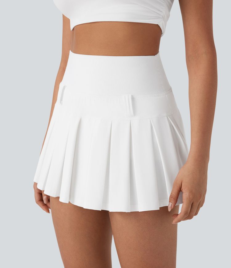 SoftlyZero™ QuickDry High Waisted Pleated Mini 2-in-1 Skirt with Pocket-Front and Back Wearable