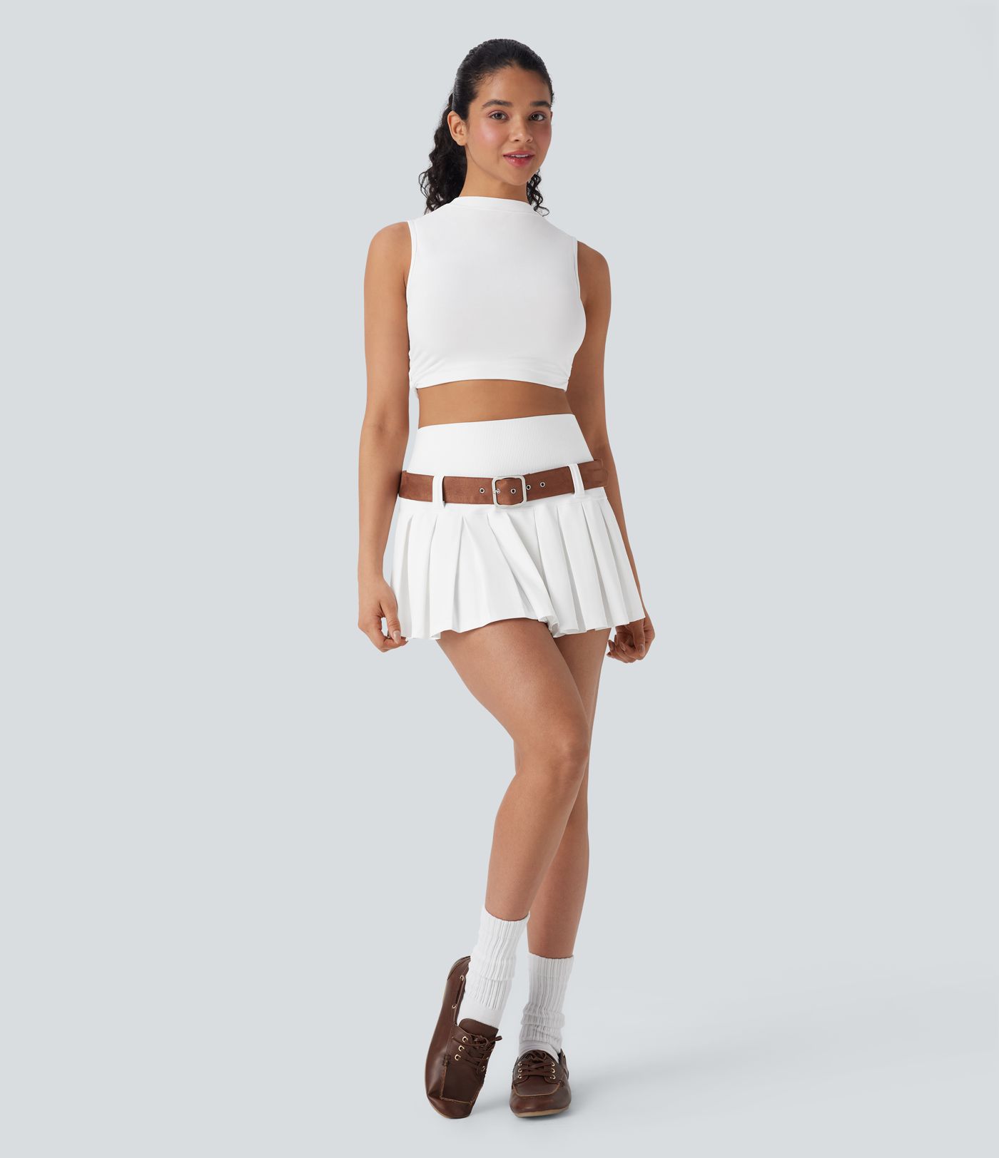 SoftlyZero™ QuickDry High Waisted Pleated Mini 2-in-1 Skirt with Pocket-Front and Back Wearable