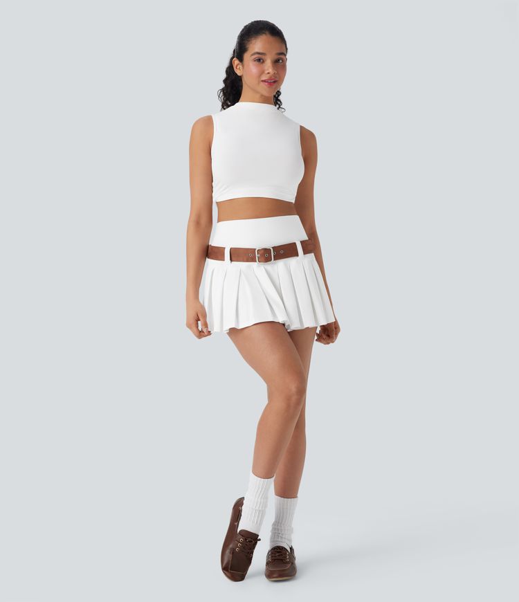 SoftlyZero™ QuickDry High Waisted Pleated Mini 2-in-1 Skirt with Pocket-Front and Back Wearable