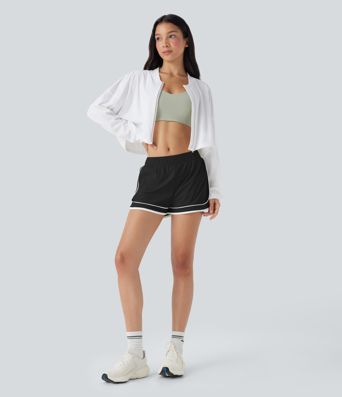 Low Rise Color Block Curved Hem 2-in-1 Cool Touch Quick Dry Running Shorts with Pocket