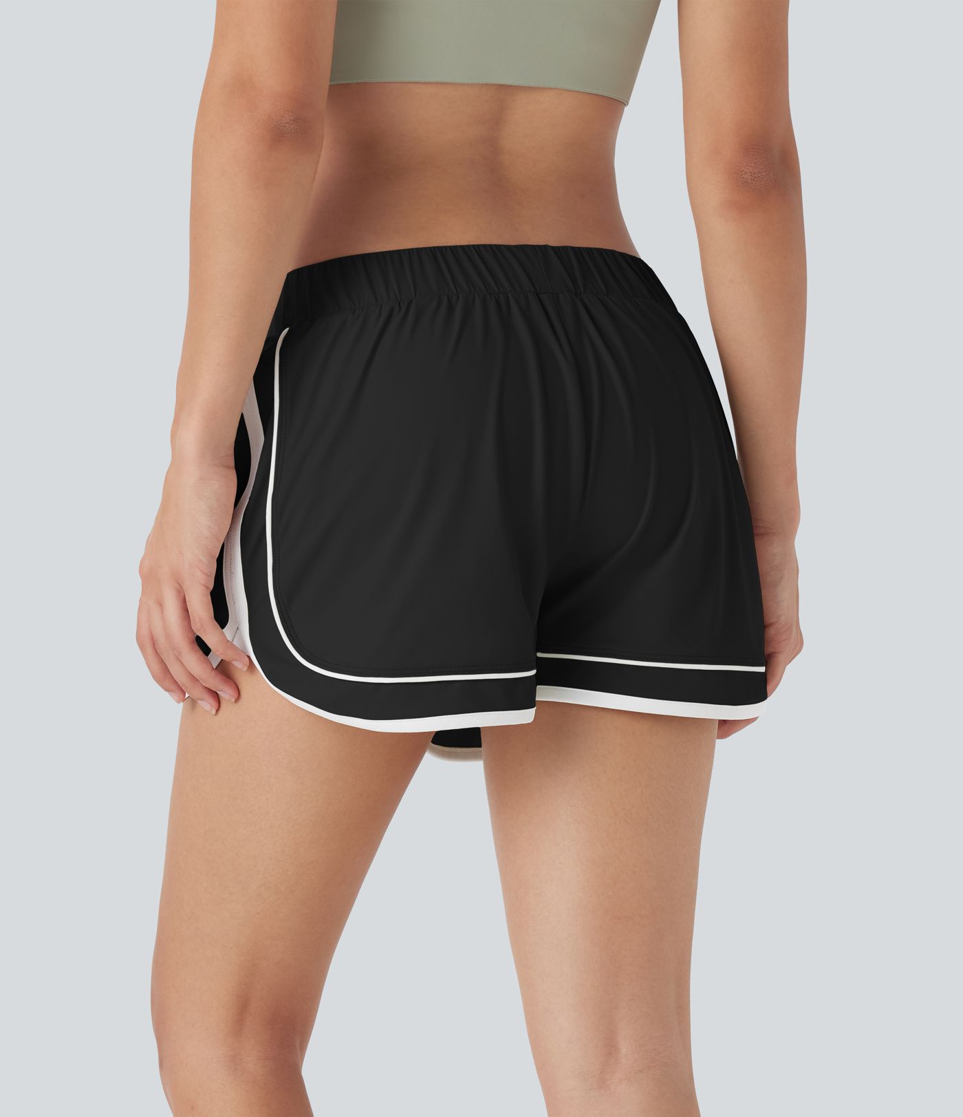 Low Rise Color Block Curved Hem 2-in-1 Cool Touch Quick Dry Running Shorts with Pocket