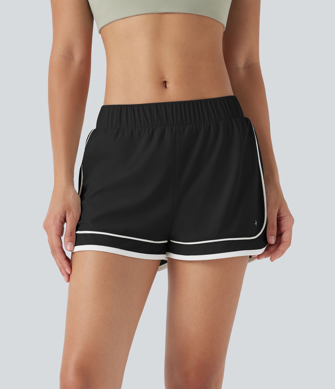 Low Rise Color Block Curved Hem 2-in-1 Cool Touch Quick Dry Running Shorts with Pocket