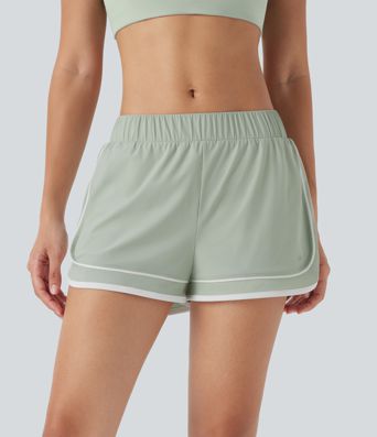 Low Rise Color Block Curved Hem 2-in-1 InstantCool Quick Dry Running Shorts with Pocket