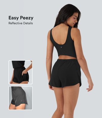 Reflective 2-in-1 Quick Dry Running Playsuit with Pockets-Easy Peezy Edition-UPF50+