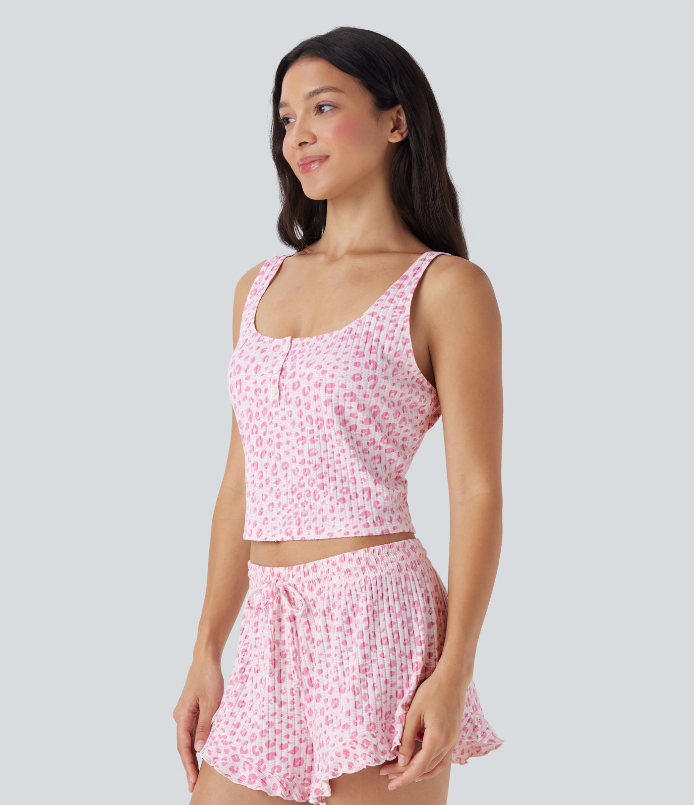 Leopardí tílko ve stylu lounge s výstřihem do V