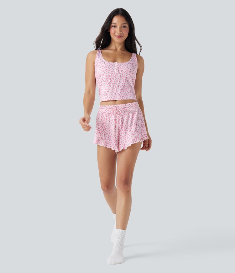 Scoop Neck Leopard Print Lounge Tank Top