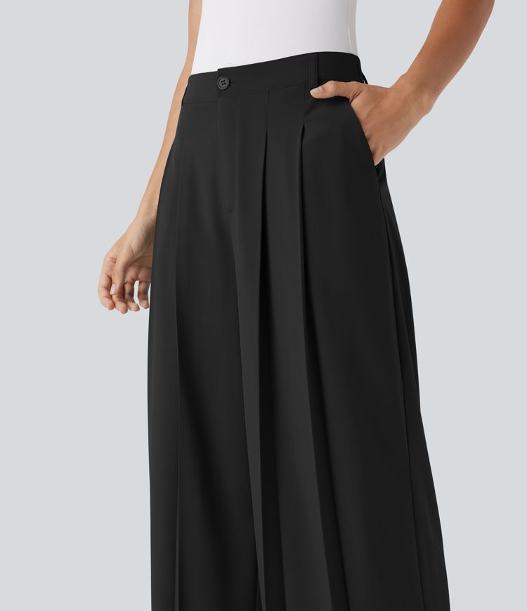 Breezeful™ Mid Rise Wide Leg Quick Dry Work Pants with Pockets