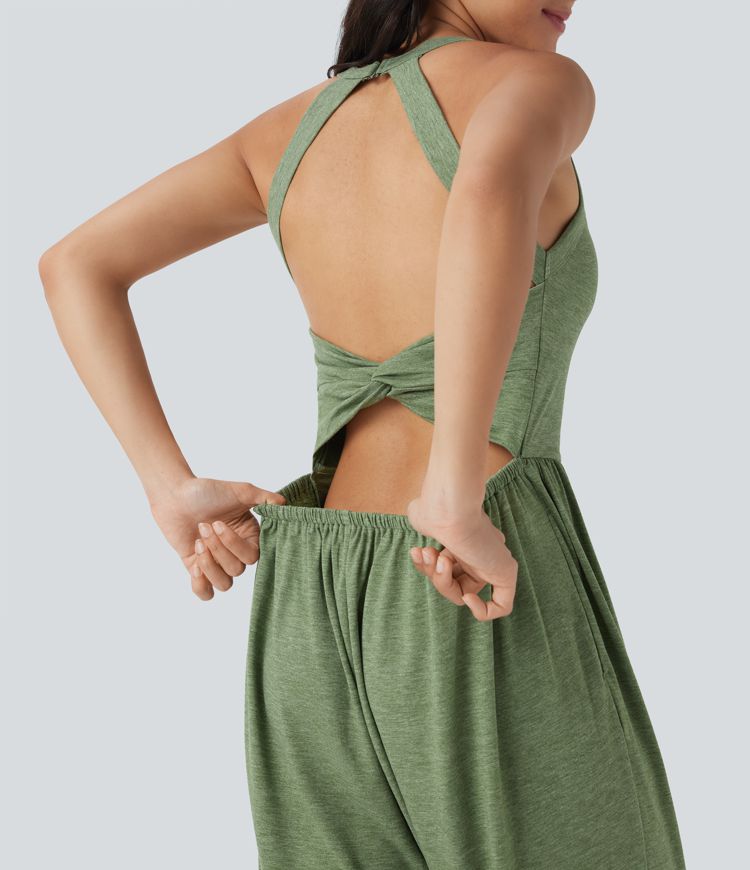 Built-in Bra Harem Casual Jumpsuit with Pockets-Easy Peezy Edition