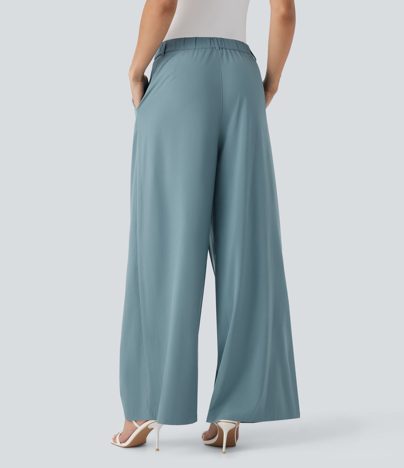 Breezeful™ Mid Rise Weite Beinarbeitshose mit Taschen, schnell trocknend