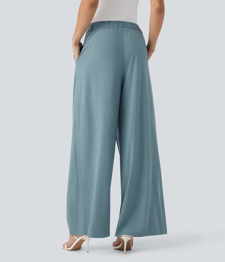 Breezeful™ Mid Rise Weite Beinarbeitshose mit Taschen, schnell trocknend