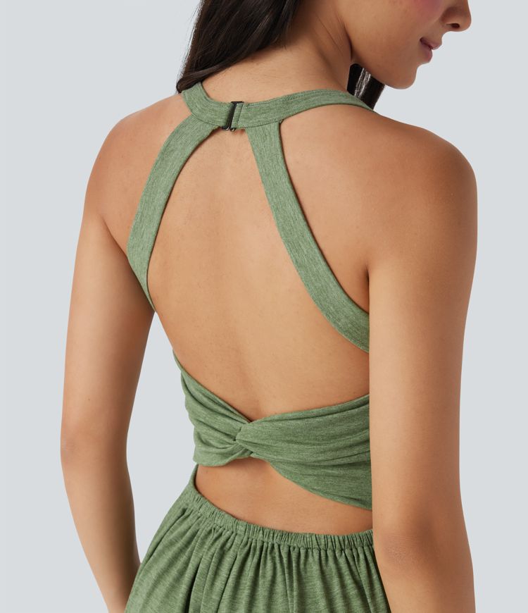 Built-in Bra Harem Casual Jumpsuit with Pockets-Easy Peezy Edition