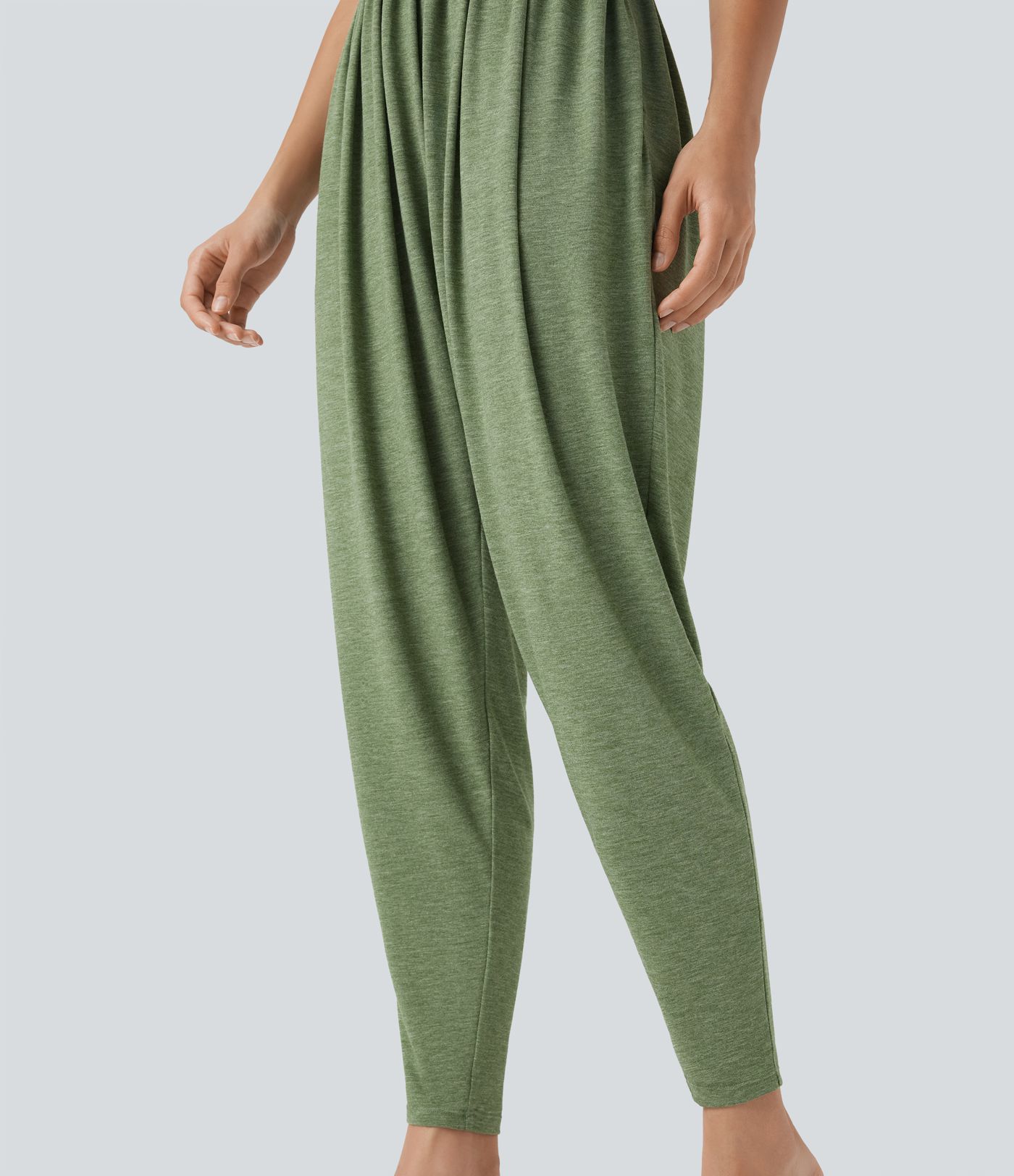 Backless Twisted Built-in Bra Harem Casual Jumpsuit with Pockets-Easy Peezy Edition