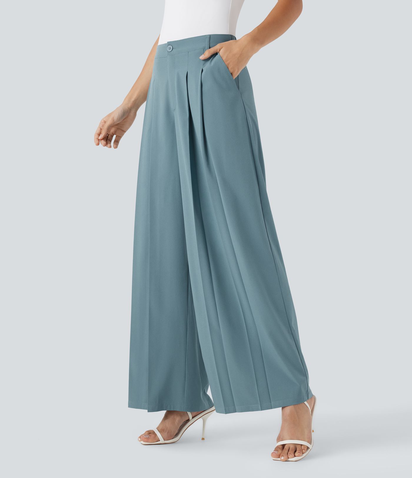 Breezeful™ Mid Rise Weite Beinarbeitshose mit Taschen, schnell trocknend