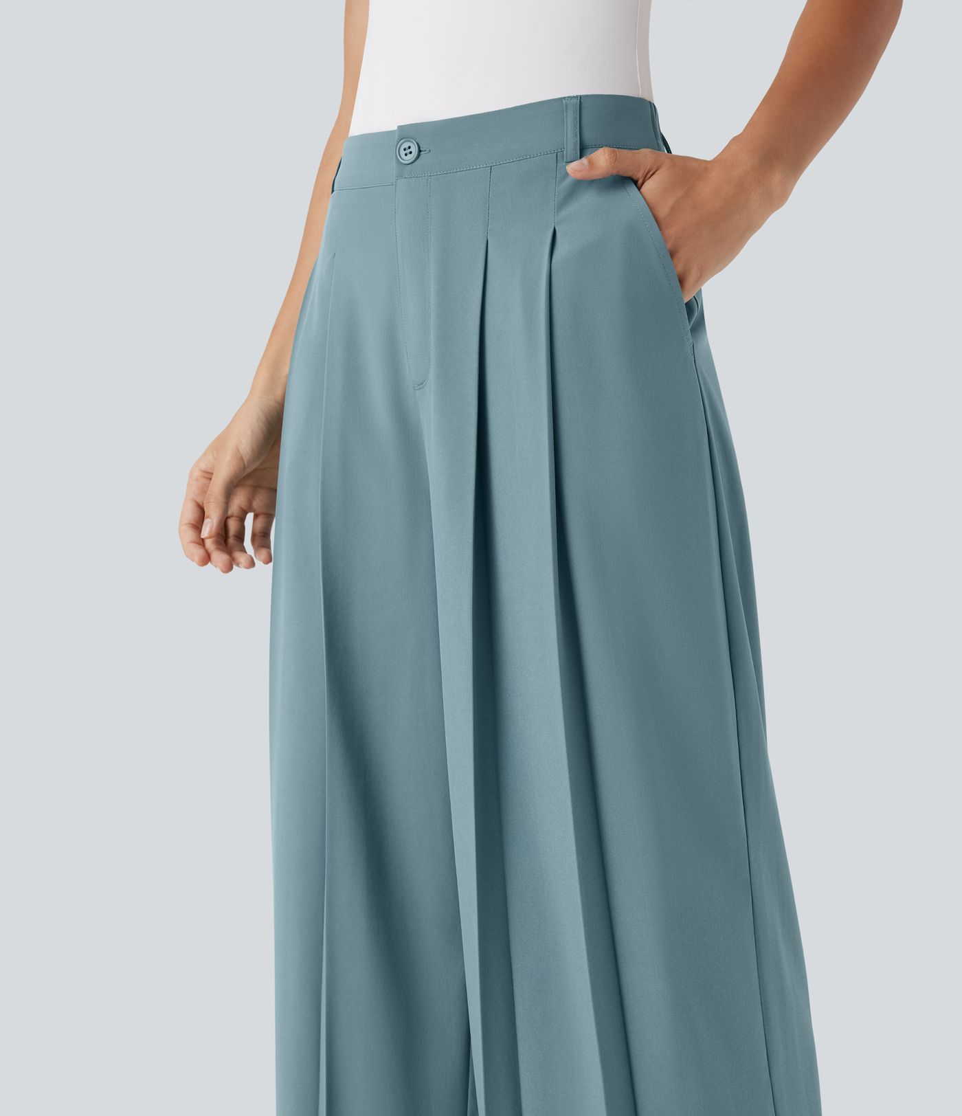 Breezeful™ Mid Rise Weite Beinarbeitshose mit Taschen, schnell trocknend