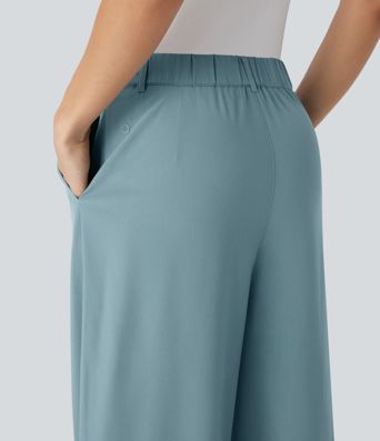 Breezeful™ Mid Rise Weite Beinarbeitshose mit Taschen, schnell trocknend