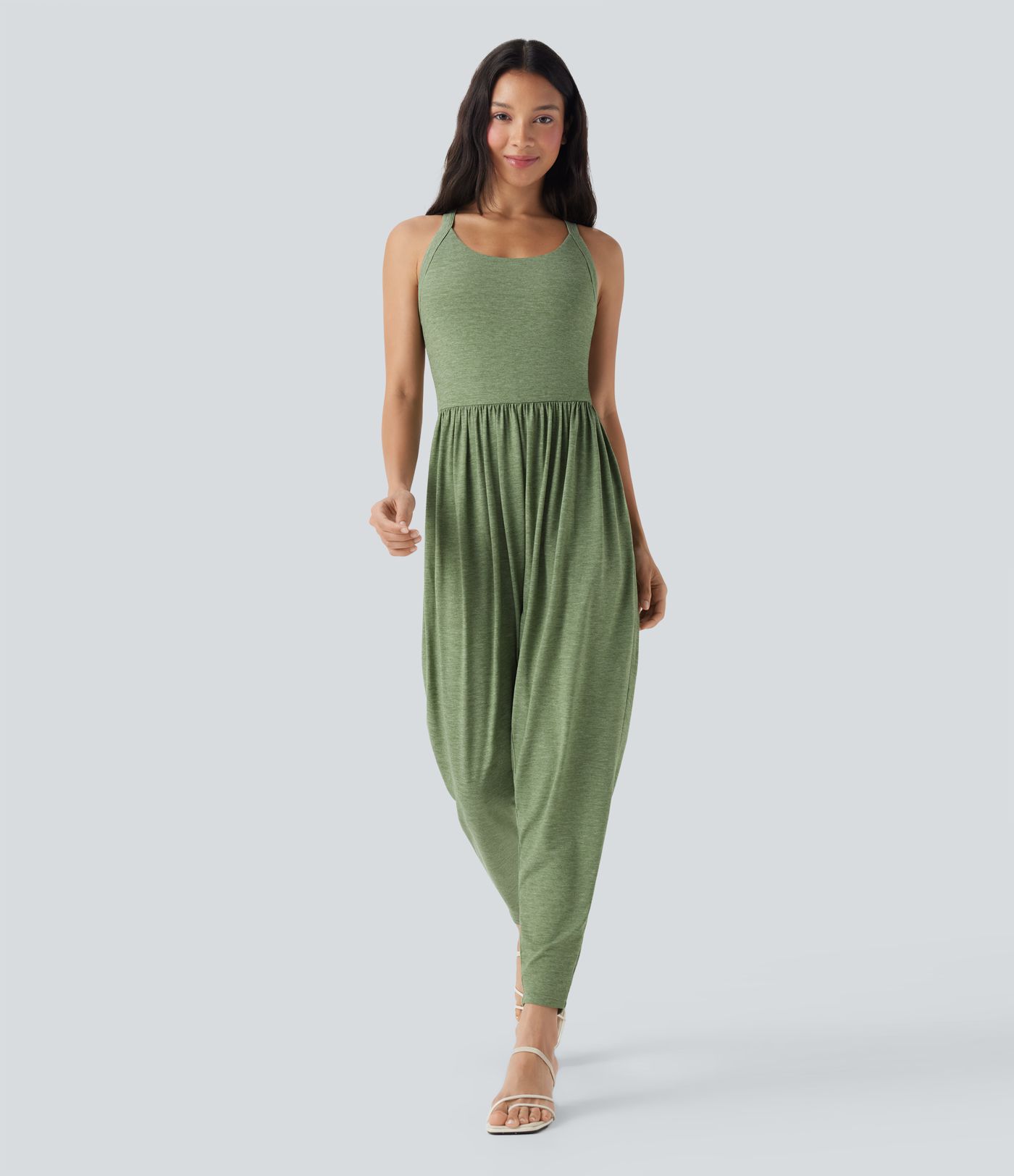 Backless Twisted Built-in Bra Harem Casual Jumpsuit with Pockets-Easy Peezy Edition