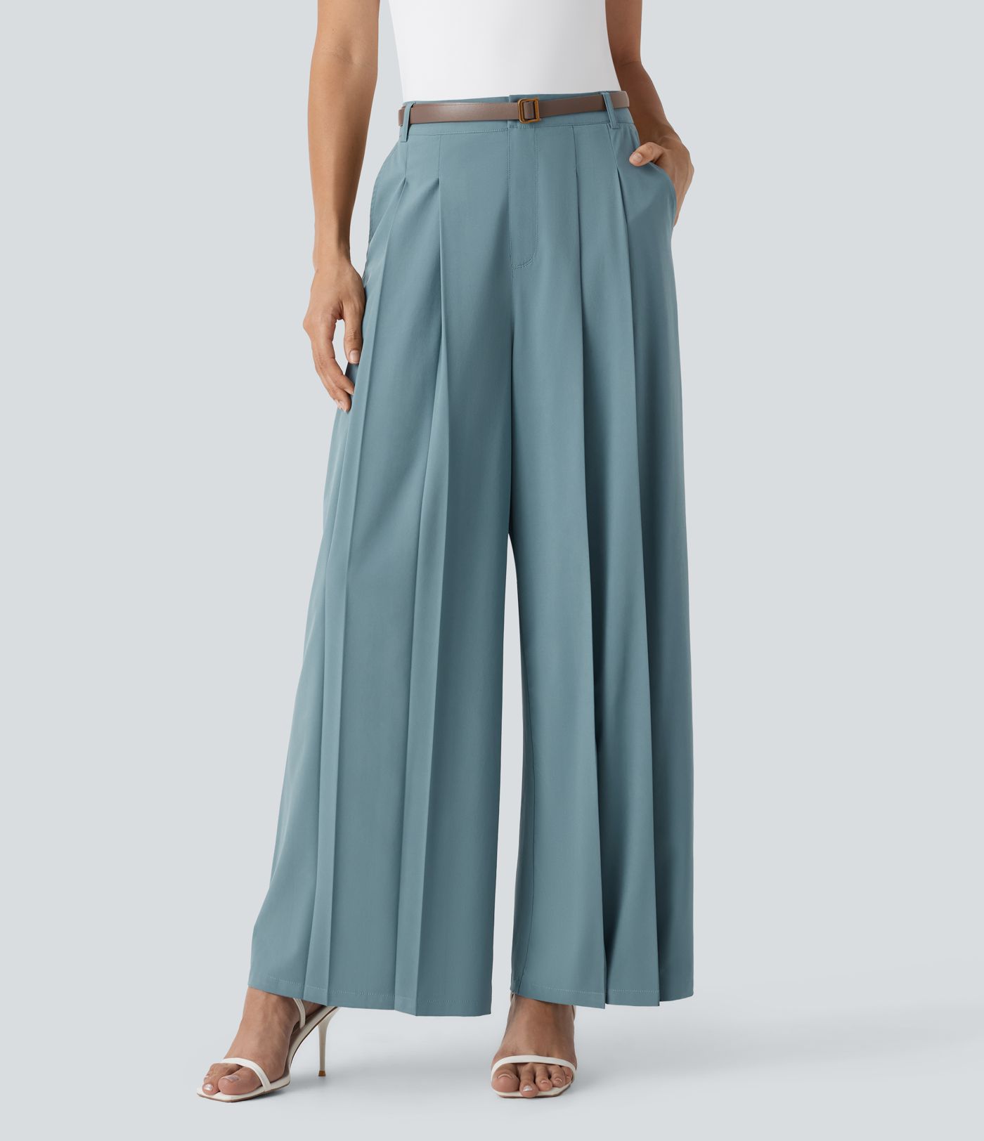 Breezeful™ Mid Rise Weite Beinarbeitshose mit Taschen, schnell trocknend